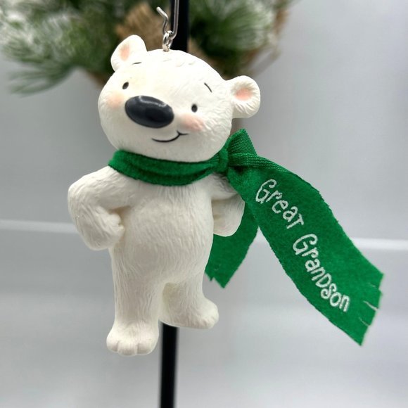 Hallmark Keepsake Ornament Great Grandson Polar Bear Scarf Winter Christmas 2014 - Picture 2 of 8